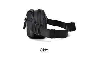 Side view of tactical leg bag with waterproof matte fabric and multi-layer zippers