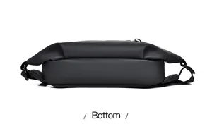Bottom view of black waterproof tactical leg bag showing durable seams and matte finish