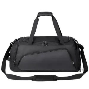 Borsa da viaggio nera grande con separazione umido/secco per sport e viaggi d'affari