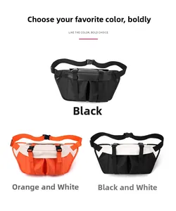 Detailed comparison of three colors including black, orange-white and black-white chest bags