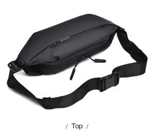 Top view of tactical cycling leg bag showing waterproof zippers and matte finish