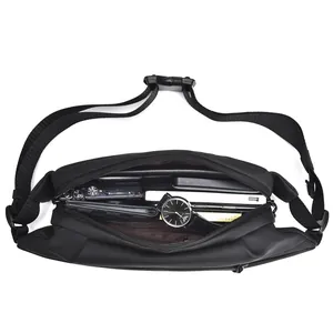 Detail view of the waterproof outdoor waist bag main compartment with large capacity storage
