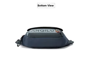 Bottom view of sports waist bag showing durable blue nylon fabric and BANQILU logo