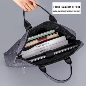 Gray business laptop briefcase with large capacity and organized compartments