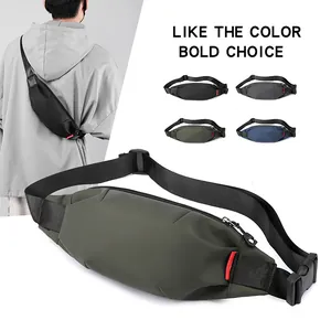 Waterproof nylon chest bag for men with adjustable strap in four versatile colors