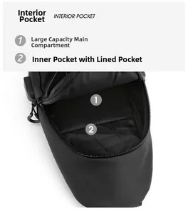 Detailansicht der wasserdichten Brusttasche mit Hauptfach und praktischer Innentasche