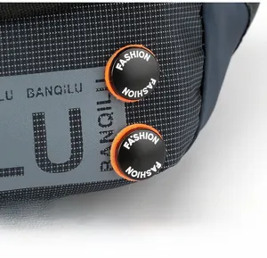 Close-up of ripstop fabric detail with orange felt accents and fashion decorative buttons
