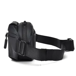 Detail view of the durable matte waterproof fabric and adjustable nylon strap of the leg bag