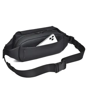 Close-up of tactical leg bag with dual zippers and large capacity for smartphone storage