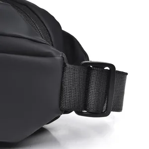 Detail of waterproof matte fabric and high-density nylon strap on a tactical leg bag