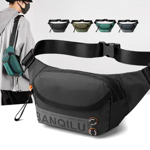 Men's outdoor sports waist bag in black with adjustable strap and multi-color options