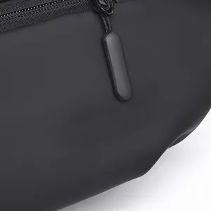 Detail of waterproof matte fabric and smooth minimalist zipper on tactical leg bag