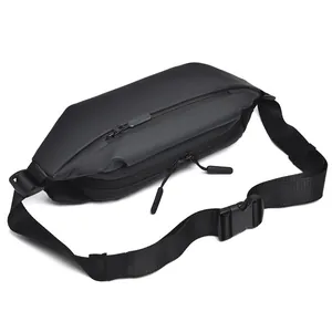 Waterproof black tactical leg bag with dual zippers for motorcycling and outdoor hiking