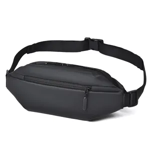 Tactical black motorcycle leg bag with matte waterproof fabric and adjustable strap