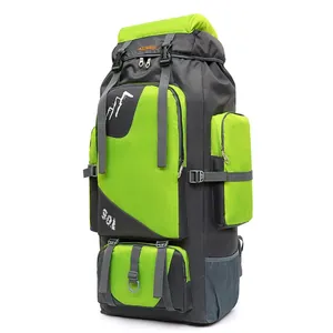 80L large capacity professional outdoor hiking backpack in grey and green design