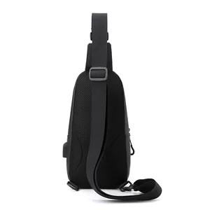 Outdoor USB chest bag with breathable mesh back and adjustable strap for men