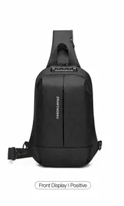 Detail der wasserdichten Crossbody-Tasche mit sicherem Anti-Diebstahl-Zahlenschloss oben