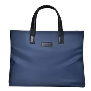Business Men Briefcase Large Capacity Waterproof Nylon Handbag Laptop Bag For Work Travel Office Commute Black Blue