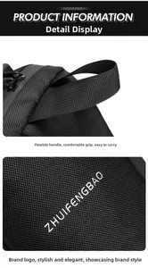 Détail de la texture en nylon haute densité et de la poignée renforcée sur le sac noir