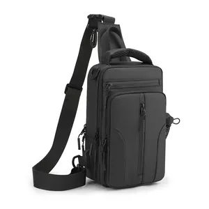 Zaino monospalla tattico impermeabile da uomo con porta USB e tracolla regolabile
