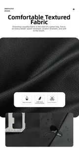 Detailed view of black honeycomb fabric with waterproof surface for casual chest bags