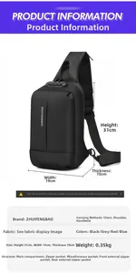 Detailansicht der großen Brusttasche mit Maßen 31x19x10cm und integriertem Sicherheitsschloss