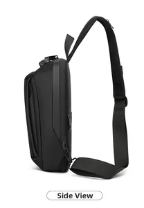 Vue latérale du sac de poitrine étanche avec serrure antivol et bandoulière respirante