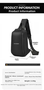 Guide des tailles du sac de poitrine imperméable décontracté mesurant 31x19x10cm de détail