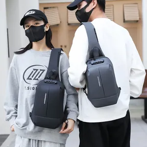 Anti-Diebstahl Brusttasche Für Herren Mit Passwortschloss Wasserdichte PU Leder Sling Bag Crossbody Umhängetasche Für Reisen