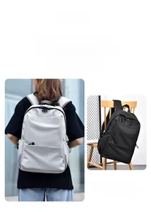 Detail view of stylish large capacity business laptop backpack with waterproof fabric