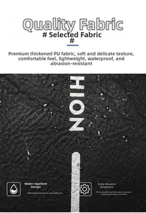 Detailed close-up of water-resistant thick PU leather fabric on black crossbody bag