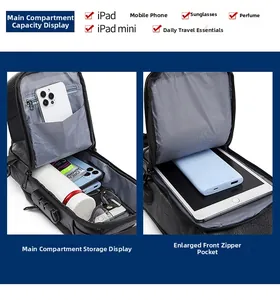 Internal view of crossbody bag showing large capacity compartments and anti-theft lock
