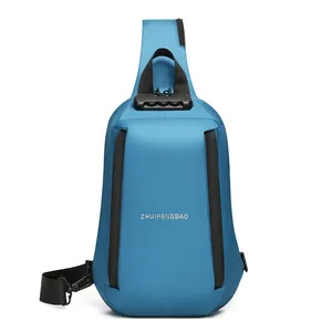 Sac de Poitrine Antivol pour Homme Avec Serrure à Code Imperméable Grande Capacité Sac Bandoulière Voyage Extérieur Style Urbain