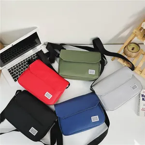 Minimalist Nylon Messenger Bag Crossbody Shoulder Bag For Men Women Solid Color Casual Flap Bag With Adjustable Strap Daily Bag