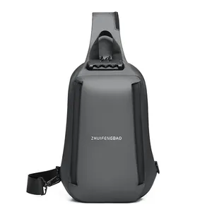 Sac bandoulière gris imperméable pour homme avec serrure à combinaison de sécurité