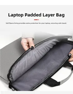 Detail of the 15.6 inch laptop bag showing soft grey fleece lining for shock protection