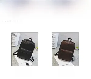 Minimalist PU leather backpacks for men in classic black and vintage brown color options