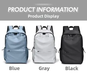 Detailed comparison of minimalist backpacks in blue, grey, and black colors