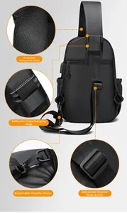 Détails du sac de poitrine imperméable avec dos en maille respirante et bande réfléchissante