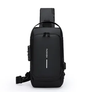 Sac de Poitrine Antivol pour Homme Chargement USB Imperméable Sac Bandoulière pour Voyage d'Affaires Sac à l'Épaule Convient pour iPad 9.7 Pouces