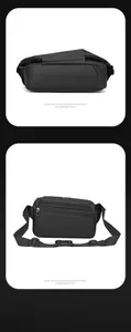 Detail view of the lightweight waterproof fabric and reinforced stitching on this crossbody bag