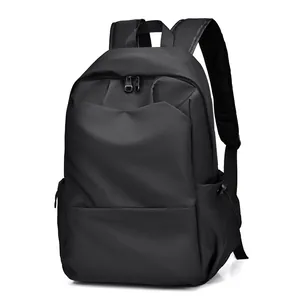 Minimalist black waterproof business laptop backpack with large capacity for travel