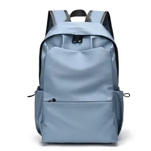 Light blue minimalist large capacity backpack with water-resistant fabric for business or travel