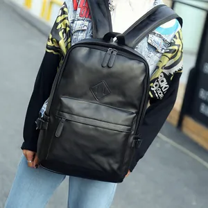 Casual PU Leather Backpack For Men And Women Lightweight Large Capacity School Bag Travel Daypack Minimalist Streetwear