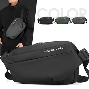 Fashion Men's Waterproof PU Leather Chest Bag Large Capacity Streetwear Sling Messenger Bag For Cycling Sports Outdoor Activity