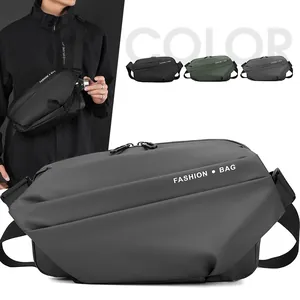 Waterproof large capacity crossbody bag for men in black, dark grey, and grey-green