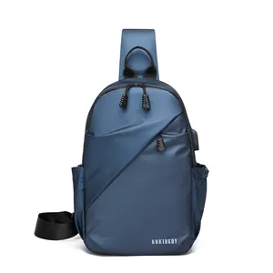 Sac de Poitrine Étanche pour Hommes Mode Sac à Bandoulière Multifonctionnel Avec Port de Charge USB Sac à Dos Sport Décontracté