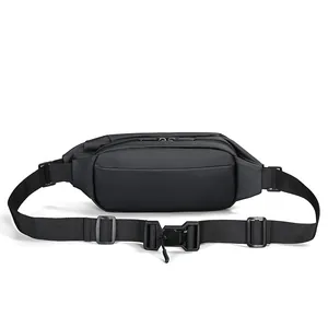 Sleek black waterproof sling bag for men with spacious compartments and adjustable strap