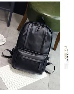 Vue détaillée du sac à dos en cuir PU noir avec fermetures éclair robustes et poignée