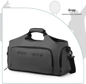 Sac de voyage gris avec compartiment à chaussures séparé et bandoulières robustes